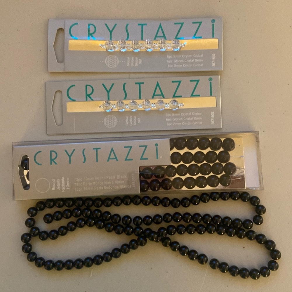 Crystazzi Two Sets 8mm Crystal Global Beads One Set 10mm & 8mm Round Jet